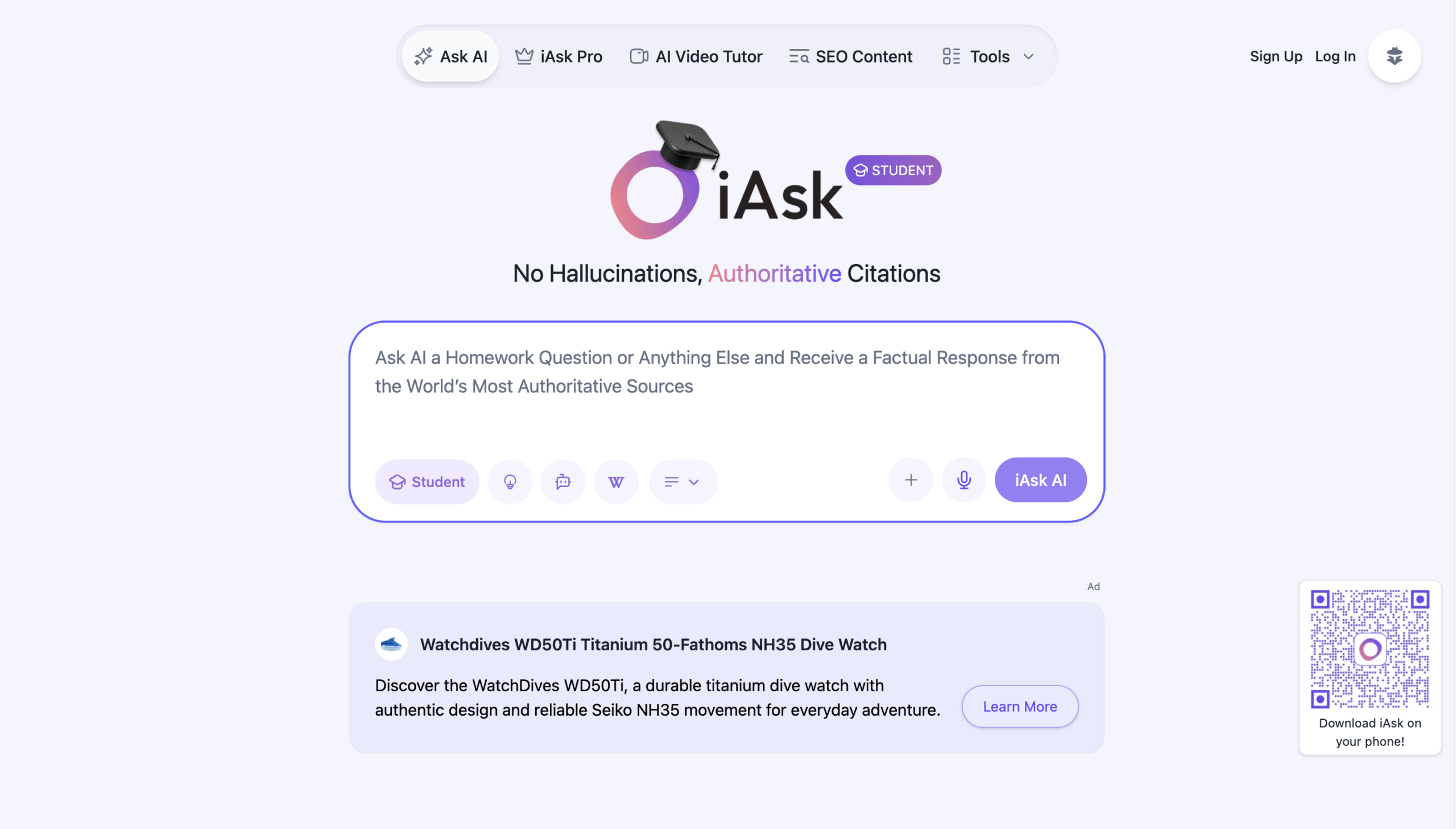 Ask-AI ana sayfa görünümü