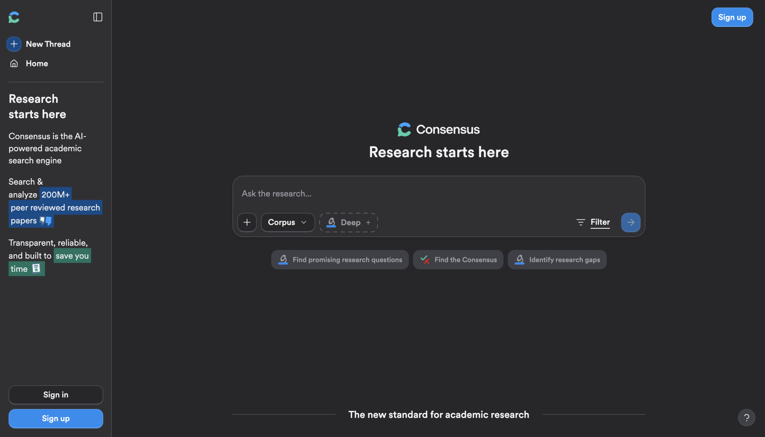 Consensus ana sayfa görünümü